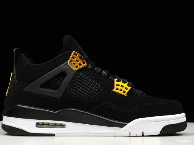 HYPE 308497-032 Black Royalty Jordan Metallic Air 4 Gold-White 0604